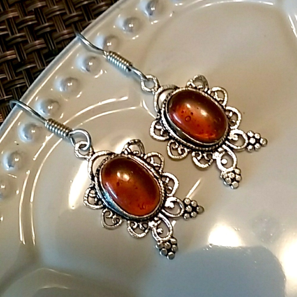 Silver .925 Amber Earrings